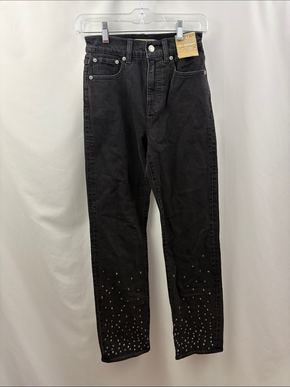 Madewell 90's Straight Leg Jeans Womens 23 Black Fitted High Rise NWT Sequin - Picture 2 of 9